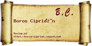 Boros Ciprián névjegykártya